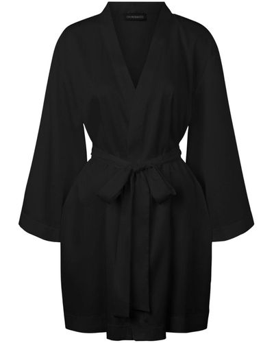 OW Collection Sia Satin Kimono - Black