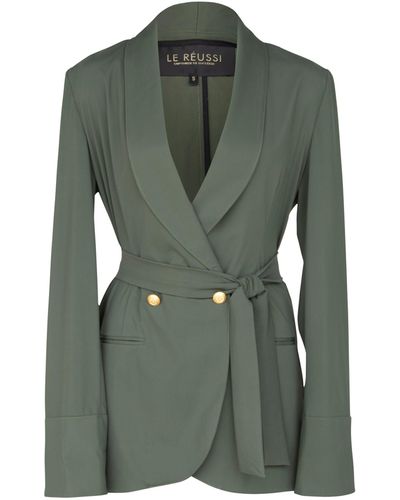 Le Réussi Olive Blazer With Front Buttons - Green