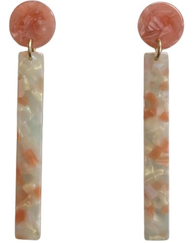 CLOSET REHAB Neutrals / Matchstick Drop Earrings In Peaches & Cream - White
