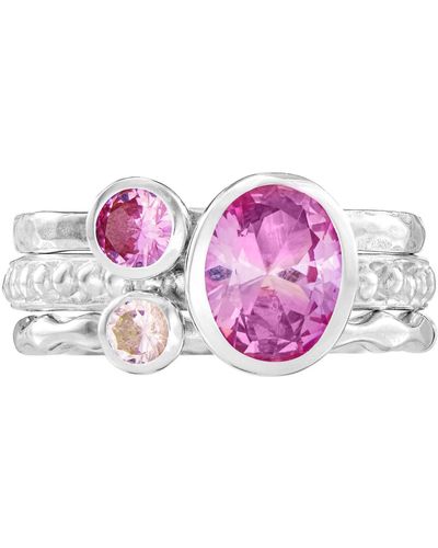 Dower & Hall Blush Twinkle Stacking Rings - Pink