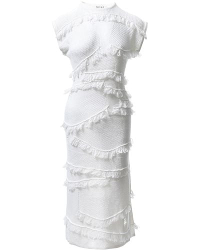 Fully Fashioning Halle Layered Midi Dress - White