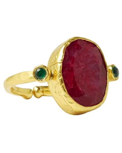 Ottoman Hands Lucia Ruby Cocktail Ring - Red