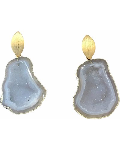 Magpie Rose Crystal Drop Earrings - Blue