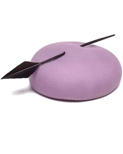 Justine Hats Unique Felt Fascinator With Feather - Purple