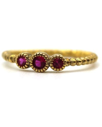 VicStoneNYC Fine Jewelry Antique Style Ruby Ring - Yellow