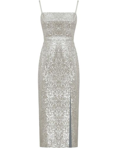 UNDRESS Chloe Sequin Midi Dress With Front Slit - Gray