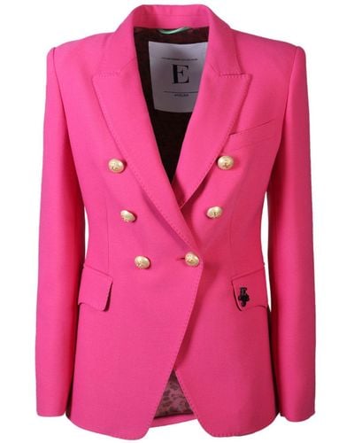 The Extreme Collection Double Breasted Premium Crepe Blazer Fucsia London - Pink