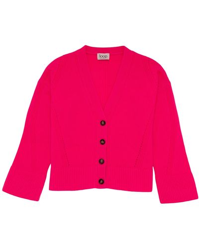 Loop Cashmere Lofty Cashmere Cardigan In Hot Pink