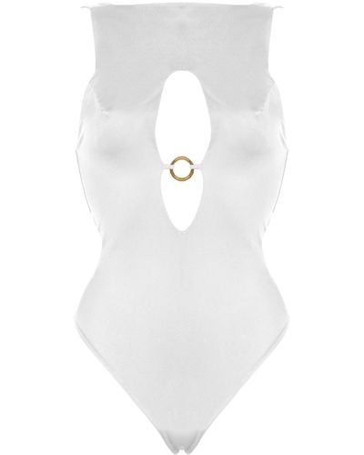 ANTONINIAS White / Neutrals / Brown Venetia One-piece Swimsuit With Cut-out Detailing In White