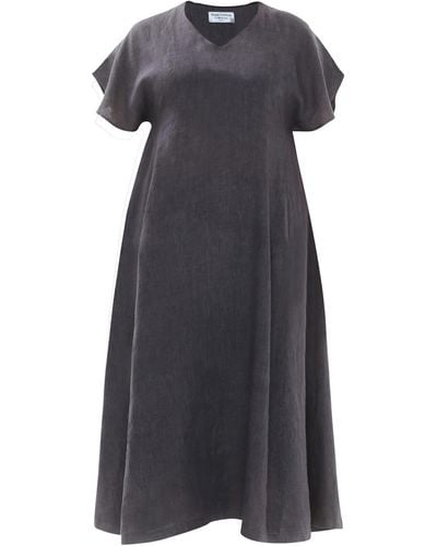 Haris Cotton A Line Cami Linen Dress With Batwing Sleeve - Black