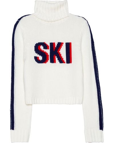 Ellsworth & Ivey Cropped Ski Turtleneck Sweater - White