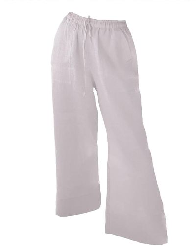 Larsen and Co Pure Linen Lamu Drawstring Trousers In - Grey