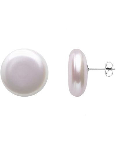 Ora Pearls Coin Pearl Stud Earrings Sterling Silver - Pink