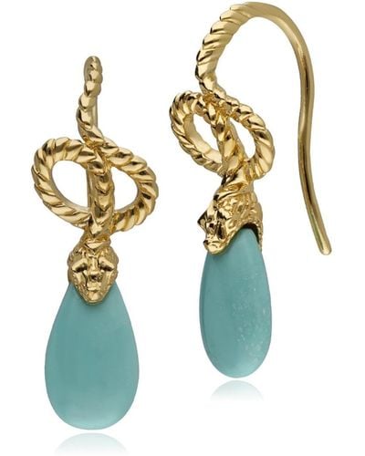 Gemondo Ecfewtm Turquoise Winding Snake Drop Earrings - Blue