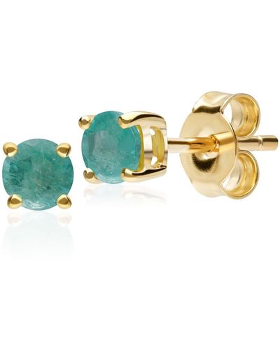 Gemondo Emerald Stud Earrings In 9ct Gold - Green
