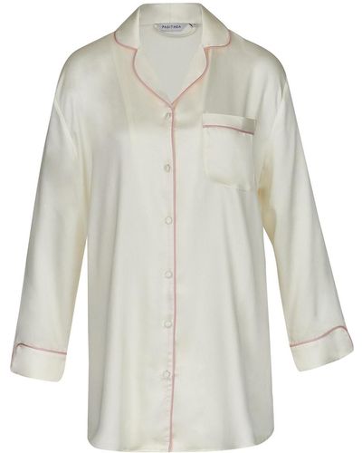 Pasithea Sleep Silky Bamboo Sleep Shirt In - White