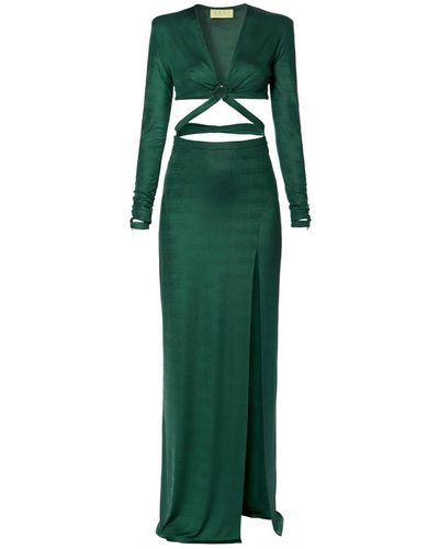AGGI Cassandra Deep Crop Top Maxi Dress - Green