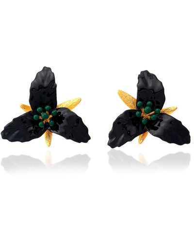 Milou Jewelry Lily Flower Earrings - Black