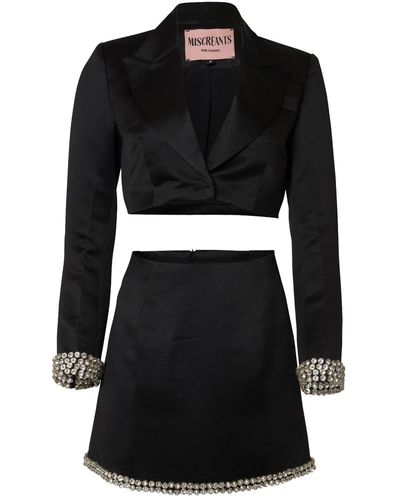 Miscreants Crystal Blazer & Skirt Set - Black