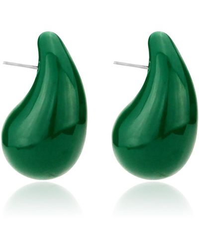 SHYMI Large Enamel Tear Drop Earrings - Green