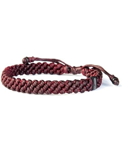 Harbour UK Bracelets Chunky Wine Rope Bracelet For Handmade Of Cord & Stainless Steel - Red