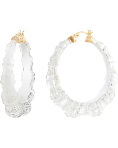 Gold & Honey Bamboo Illusion Hoop Earrings In Dove White