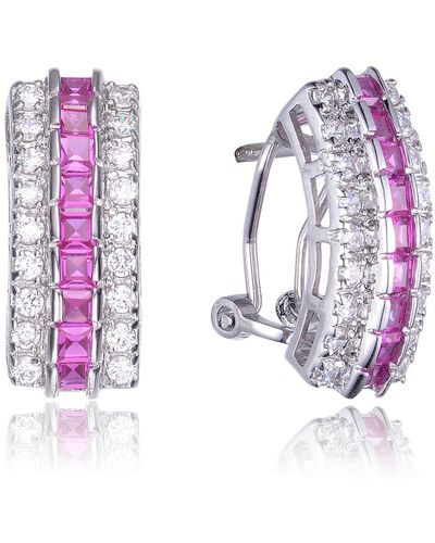 Genevive Jewelry Sterling Silver Ruby Cubic Zirconia Stud Earrings - Purple
