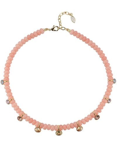 Mignonne Gavigan Amira Beaded & Crystal Necklace Light Pink - Red