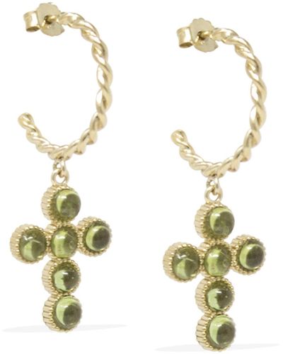 Vintouch Italy Hope Gold Plated Peridot Hoop Earrings - Green