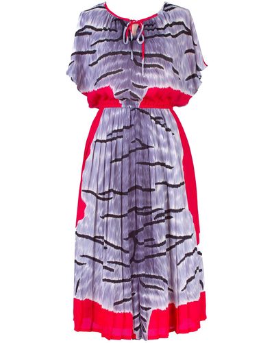 Sugar Cream Vintage Vintage Abstract Print Dress With Round Neckline - Purple