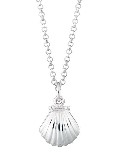 Lily Charmed Sterling Clam Shell Necklace - Metallic