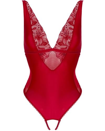 BonBon Lingerie Glory Ouvert Bodysuit - Red