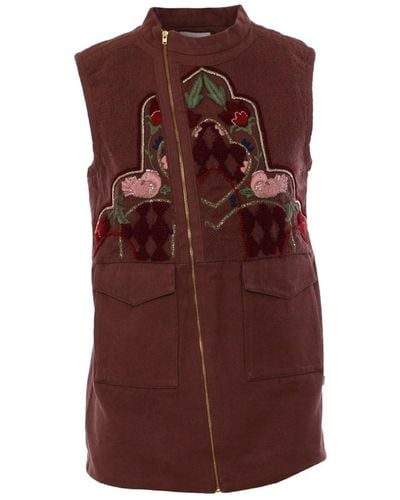 IMAIMA The Hand-embroidered Rasha Vest In - Brown
