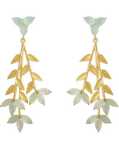 Lavani Jewels Goldplated & Aquamarine Blume Earrings - Multicolour