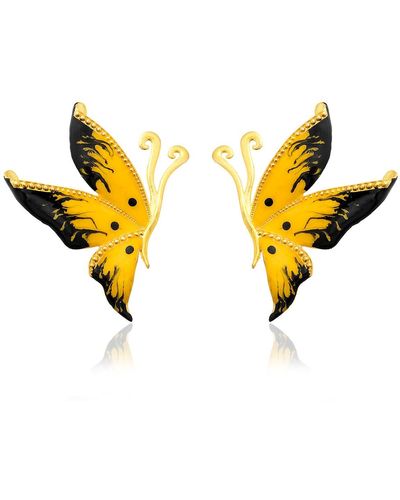 Milou Jewelry Yellow Butterfly Earrings - Multicolour