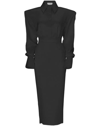 Vestiaire d'un Oiseau Libre Midi Corset Silk Dress - Black