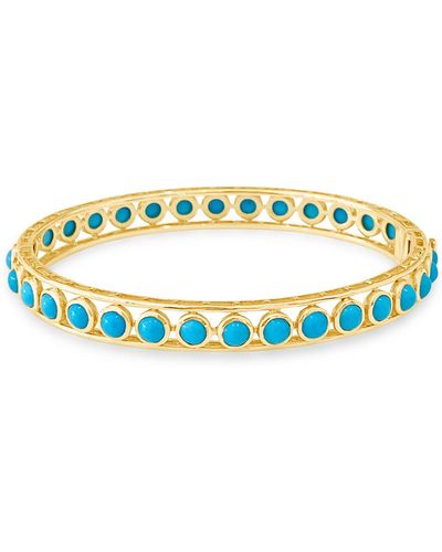 Trésor Turquoise Round Bangle In Yellow Gold - Blue