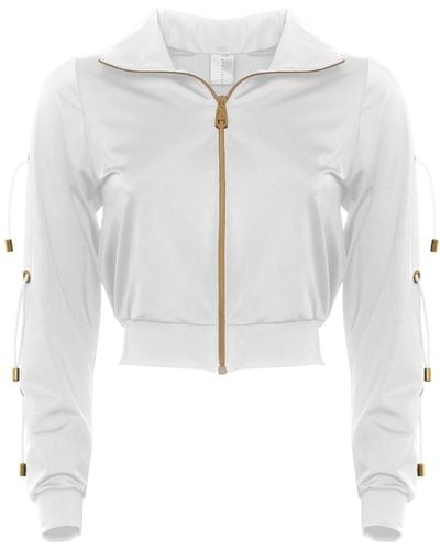 ANTONINIAS Fitcy Short Tracksuit Jacket With Golden Details In - White