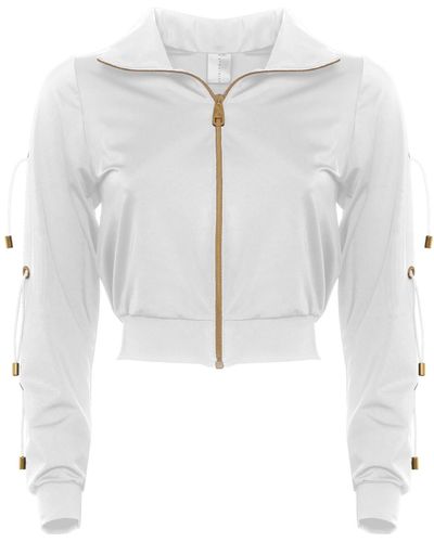 ANTONINIAS Fitcy Short Tracksuit Jacket With Golden Details In - White