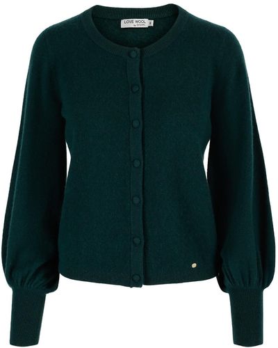 tirillm "ava" Cashmere Cardigan With Puffed Sleeves - Green