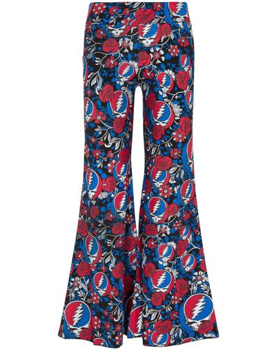 Meghan Fabulous Steal Your Face Grateful Dead Flare Trousers - Blue