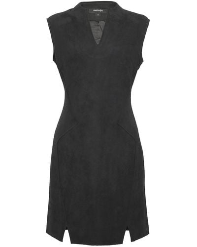 Smart and Joy Suede Tailor Dress - Black