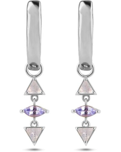 Zohreh V. Jewellery Trillion Moonstone & Tanzanite Hoop Earrings Sterling Silver - White