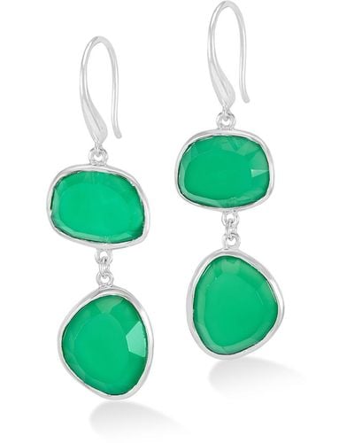 Dower & Hall Green Onyx Pebble Drop Earrings In