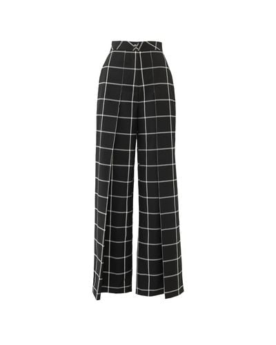 Julia Allert Designer High-waisted Plaid Trousers - Black