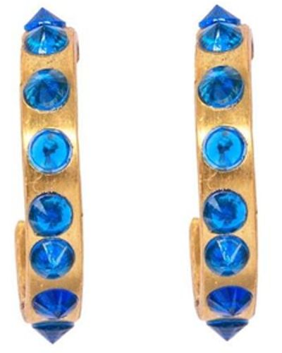 Lily Flo Jewellery Rainbow Bright Inverted Blue Sapphire Hoop Earrings
