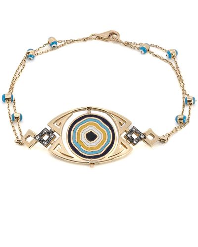 Ebru Jewelry Gold And Diamond Lucky Evil Eye Bracelet-gold - Metallic