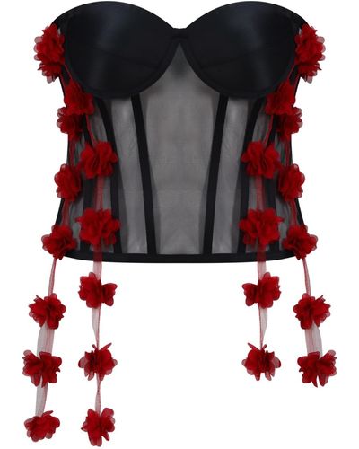 Belle -et-BonBon New Fifi Dark Cherry Valentines Petal Corset - Black