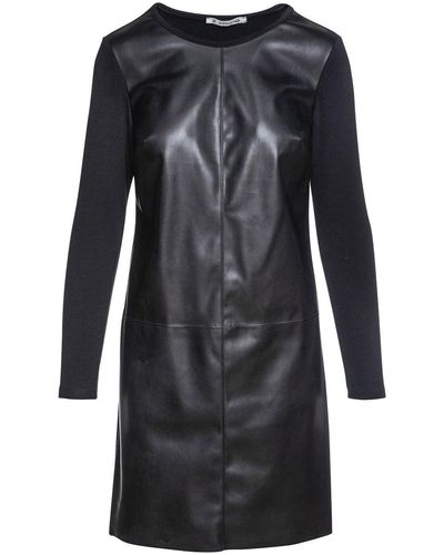 Conquista Dress With Faux Leather Front By Fashion - Black