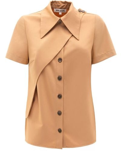 Julia Allert Neutrals Stylish Short Sleeve Shirt Peach - Natural